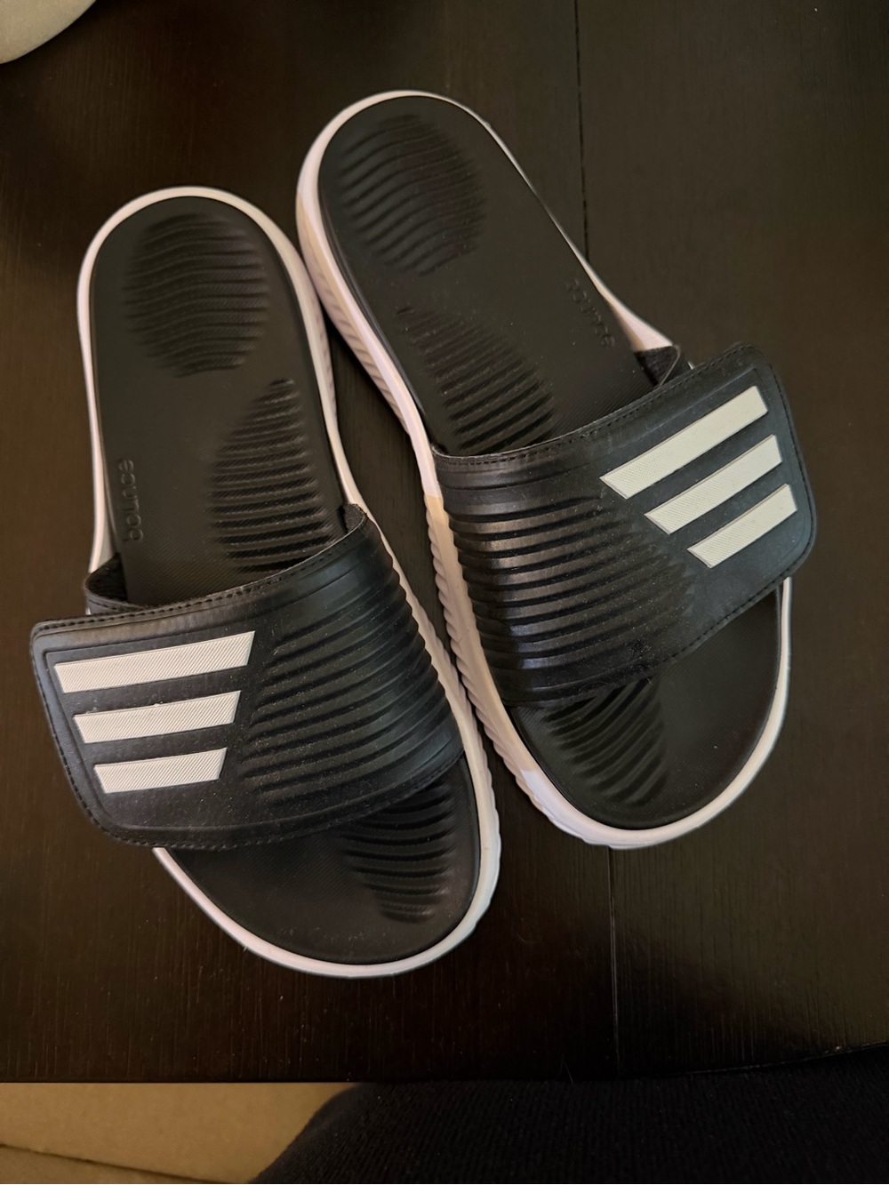 adidas Black and White Adjustable Slide Sandals